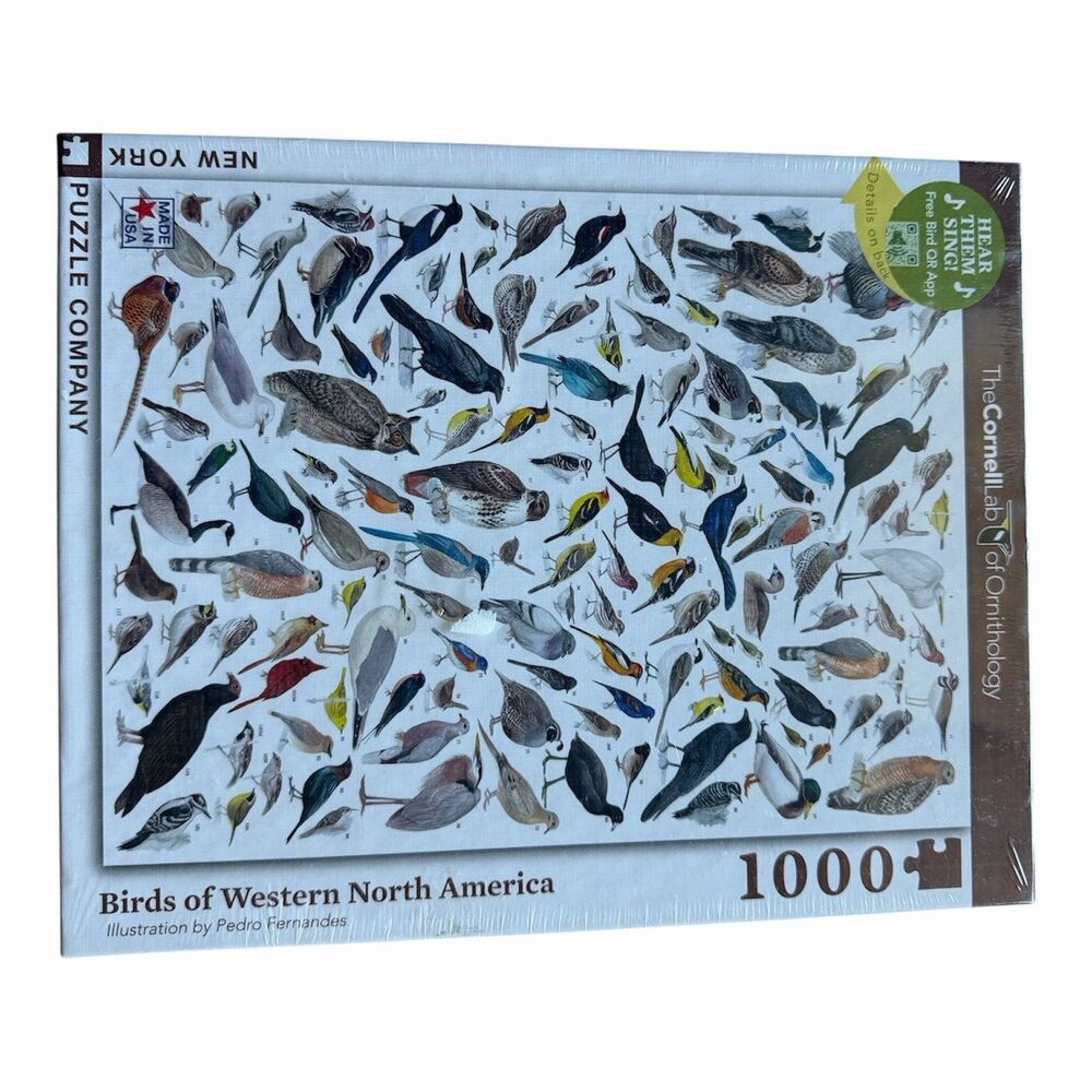 New Sealed New York Puzzle Co 1000 pc Cornell Lab Birds of Western North America